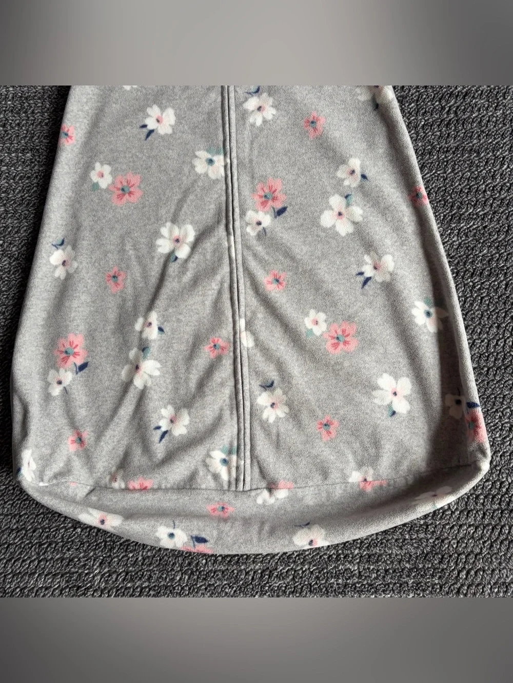 Carter’s Baby Girl 3-6M Sleep Sack Gray Floral Long Sleeve Fleece Zip Up Blanket